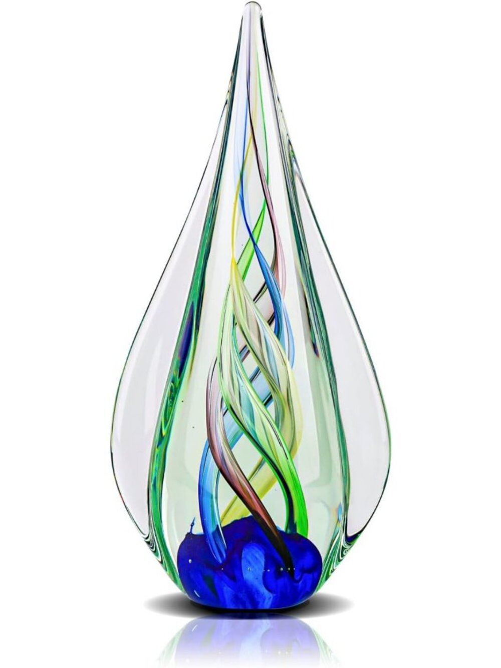 9" Hand Blown Glass Sculpture - Modern Art Decor for Office, Living Room & Beach